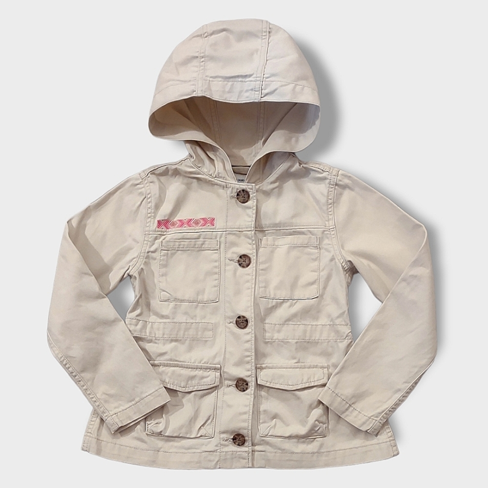 Old Navy Kids Cream Hooded Jacket Size 6/7